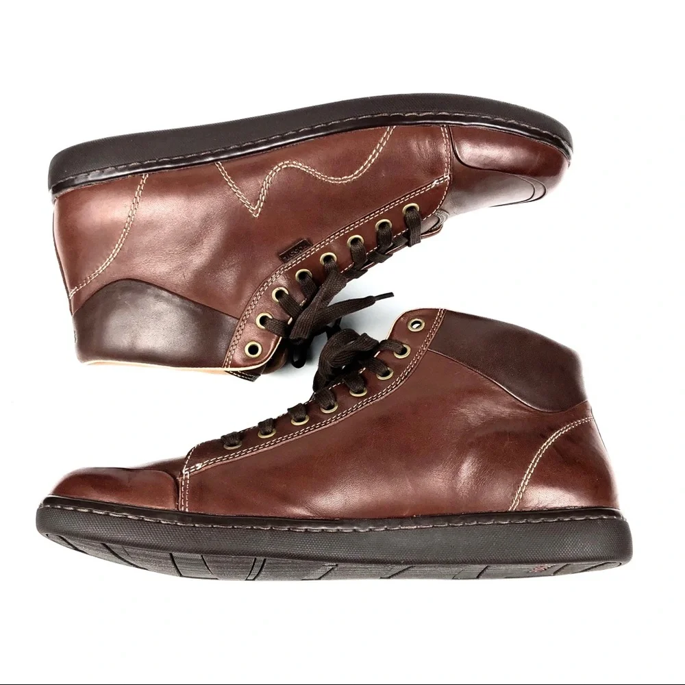 Fossil Mens Brown Leather Lace Up Boot Shoe Sz 12M